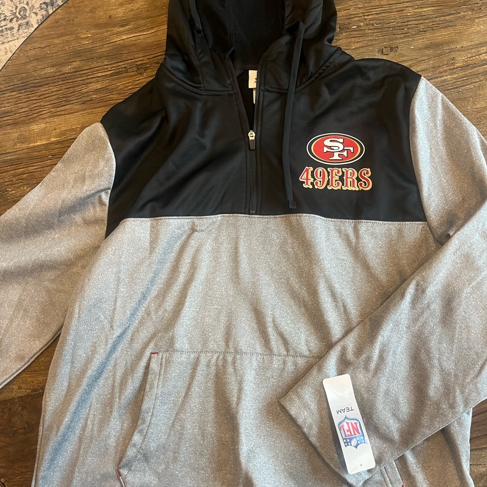 Men's San Francisco 49ers Antigua
Heather Gray/Black 
Quarter-Zip Hoidt